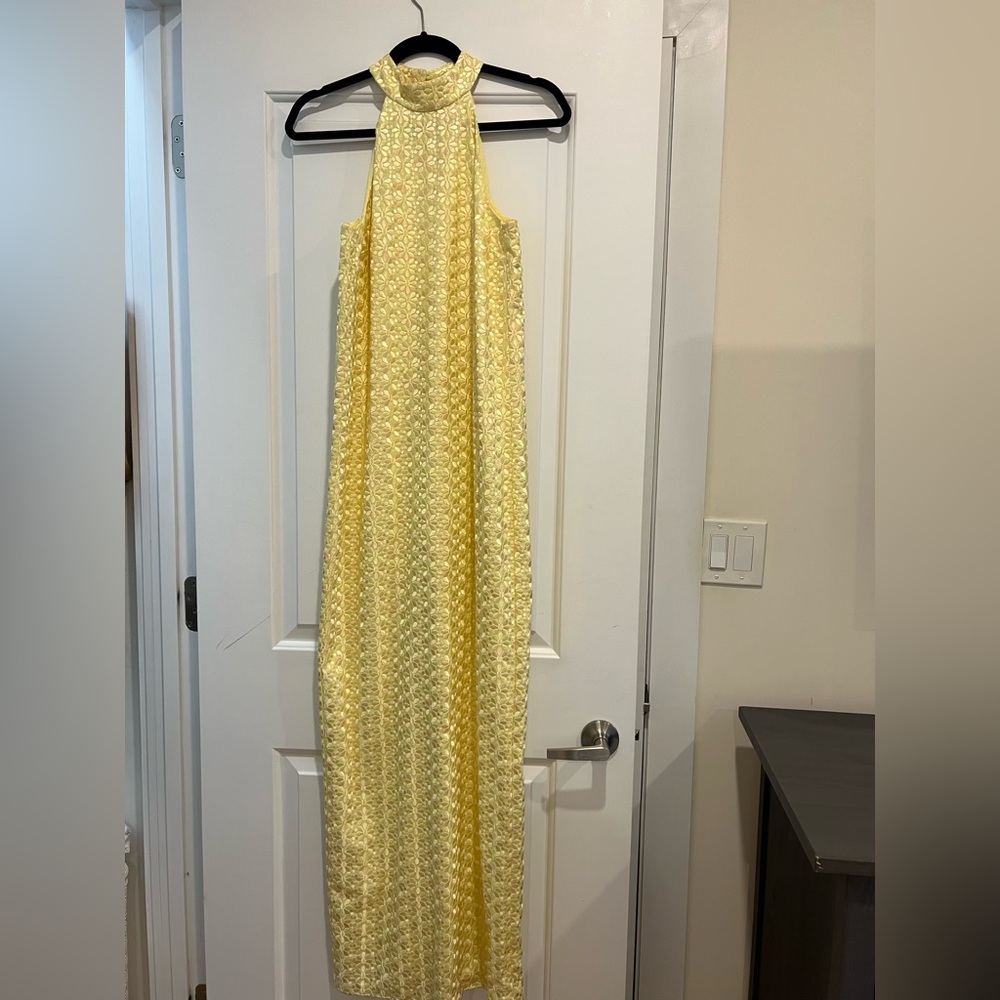 STAUD Yellow Halter Sleeveless Gown